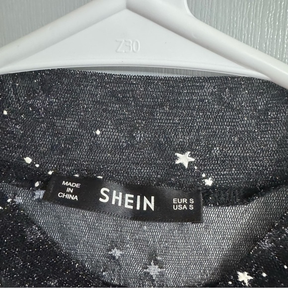3/$32 SHEIN Black Celestial Sheer Long Sleeve Top Size Small - Picture 4 of 5